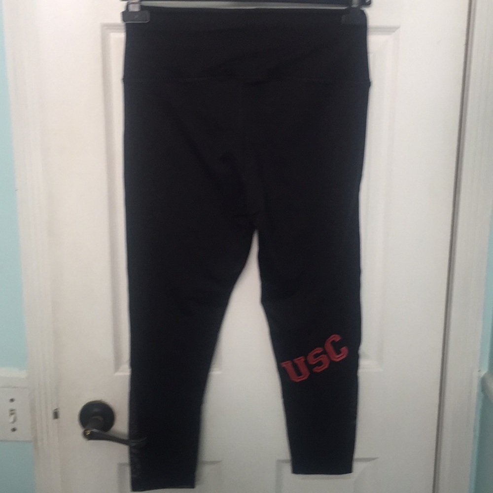 PINK Victoria's Secret Black Leggings with Small Red and Gold USC Logos - Picture 2 of 6